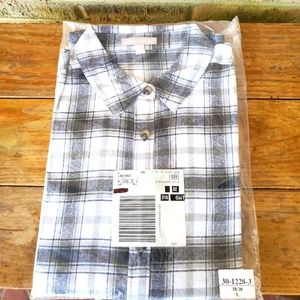 NWT Woman Within Black/Gray/White Flannel Shirt L (18/20)